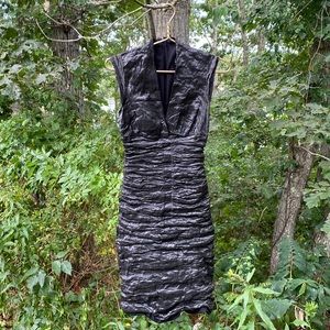 Nicole Miller Metallic Rushed Sheath Dress
